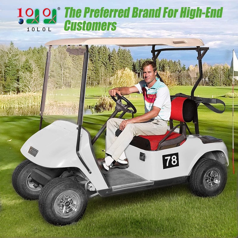 10L0L Golf Cart Seat Covers for EZGO TXT RXV & Club Car DS 2000-up, Breathable Air Mesh Fabric Washable - Red Black - Image 2